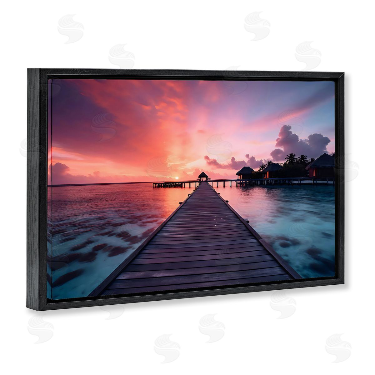 LSR Creative Studio Island Sunset Over Docks Canvas Wall Art Print