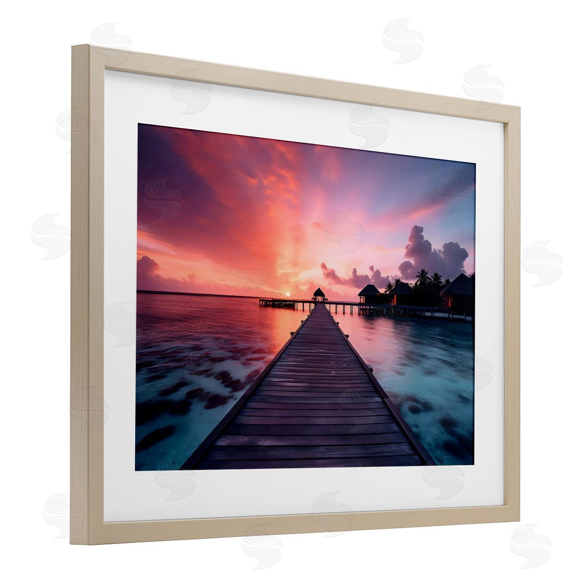 LSR Creative Studio Island Sunset Over Docks Canvas Wall Art Print