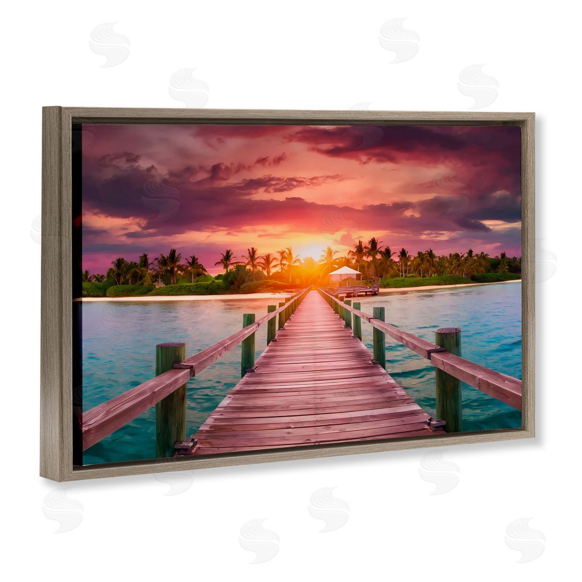 LSR Creative Studio Peaceful Sunset Over Pier Canvas Wall Art Print
