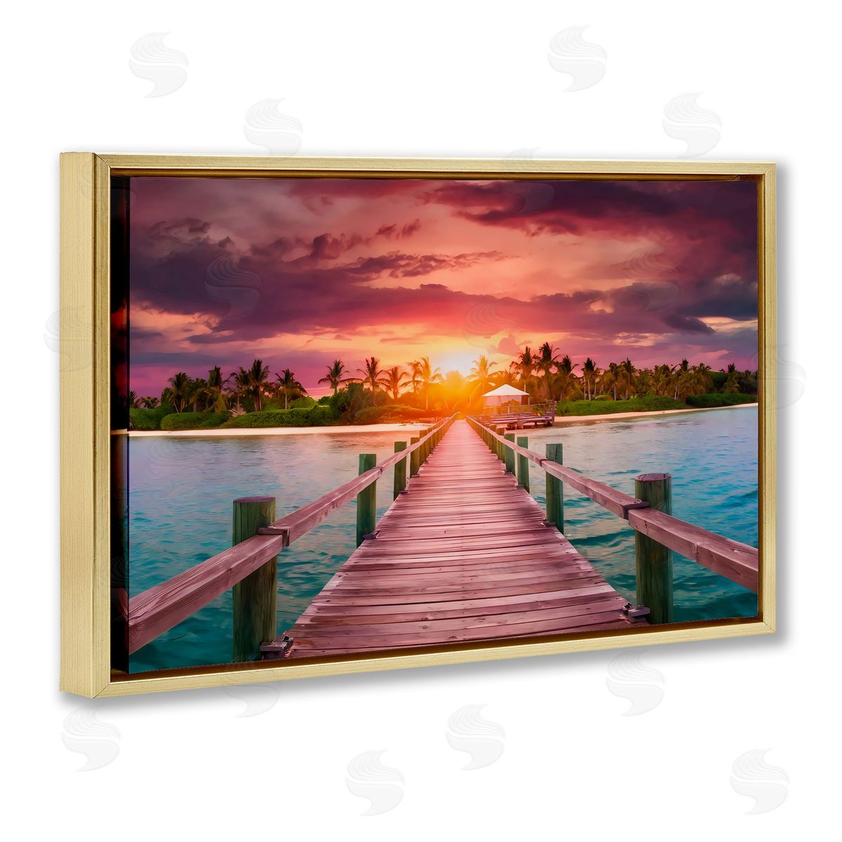 LSR Creative Studio Peaceful Sunset Over Pier Canvas Wall Art Print