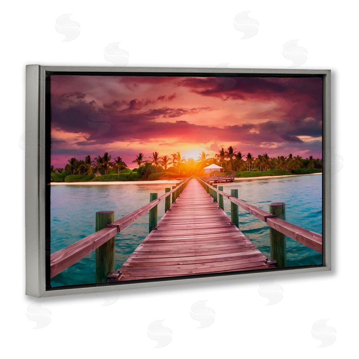 LSR Creative Studio Peaceful Sunset Over Pier Canvas Wall Art Print