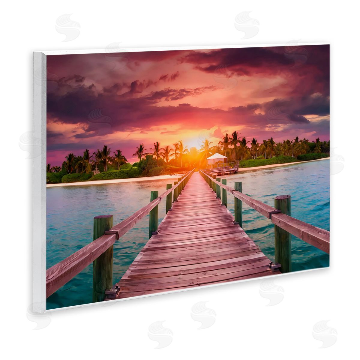 LSR Creative Studio Peaceful Sunset Over Pier Canvas Wall Art Print