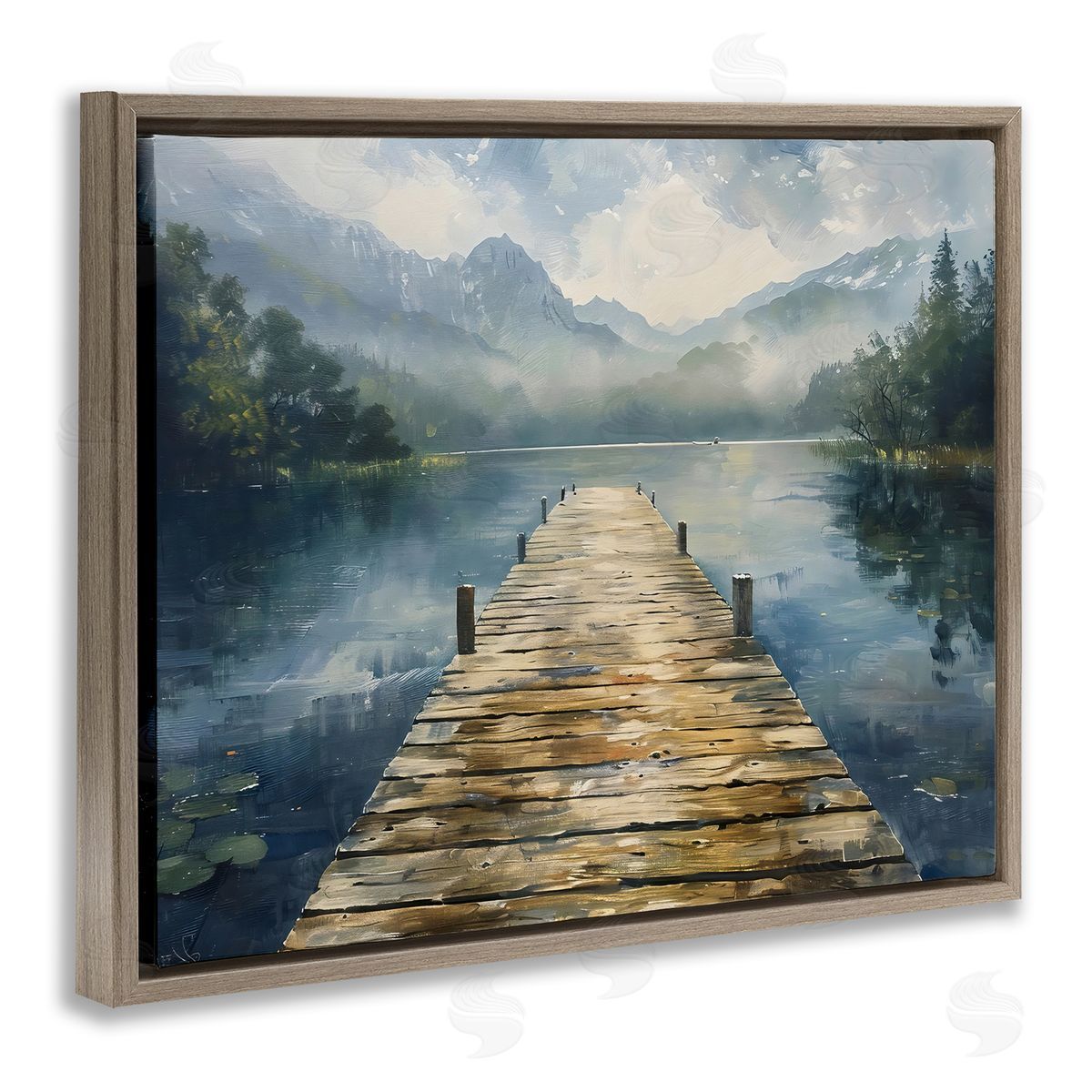 LSR Creative Studio Wooden Dock Over Lake Canvas Wall Art Print