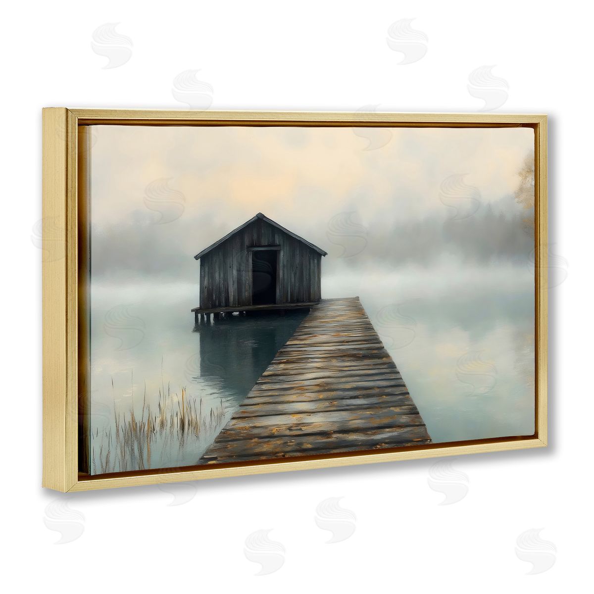 LSR Creative Studio Lakeside Boathouse Dock Canvas Wall Art Print