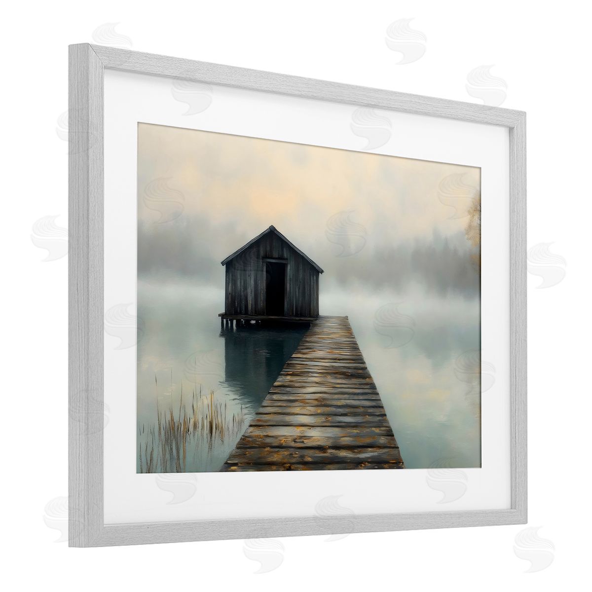 LSR Creative Studio Lakeside Boathouse Dock Canvas Wall Art Print