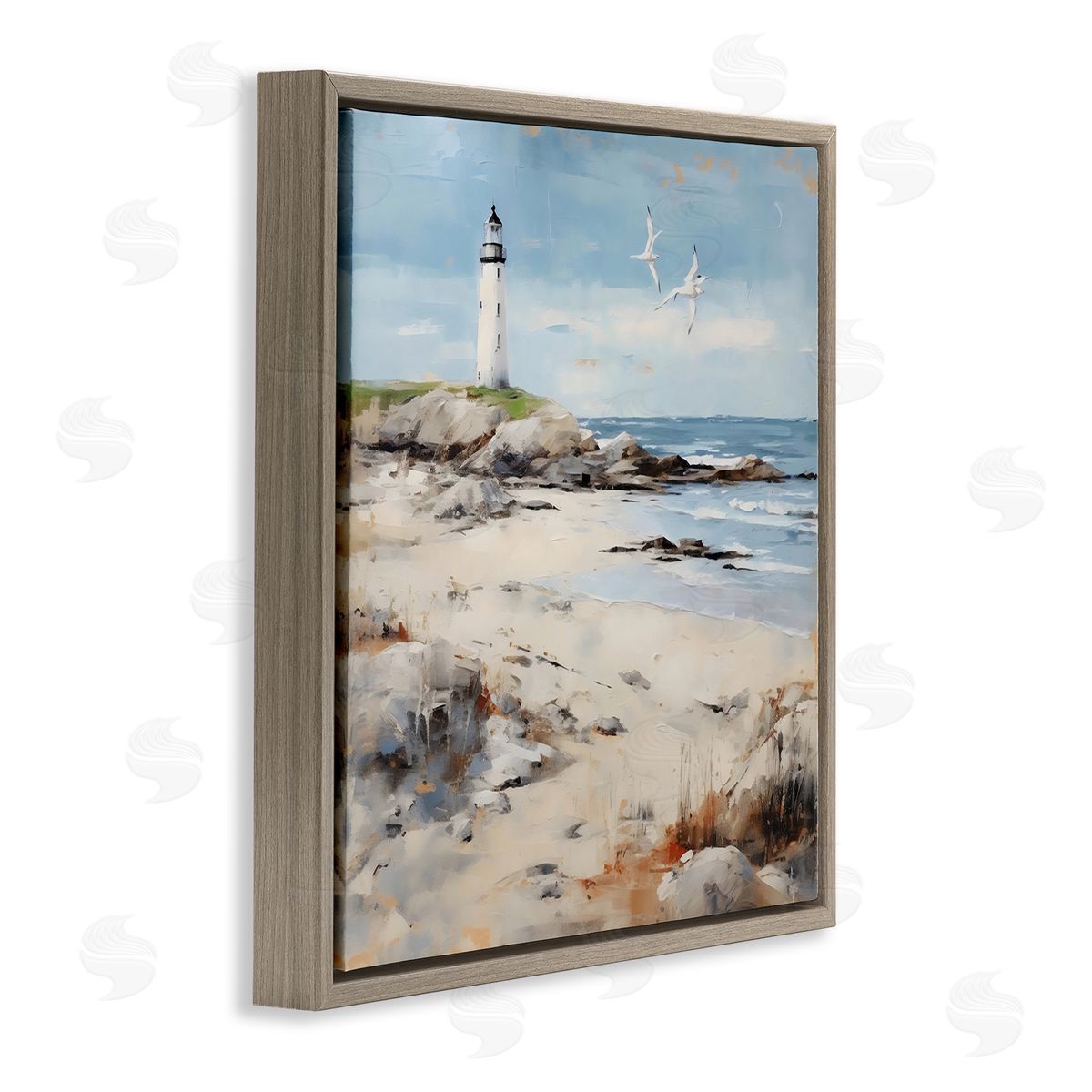 LSR Creative Studio Lighthouse On Rocky Shore Canvas Wall Art Print
