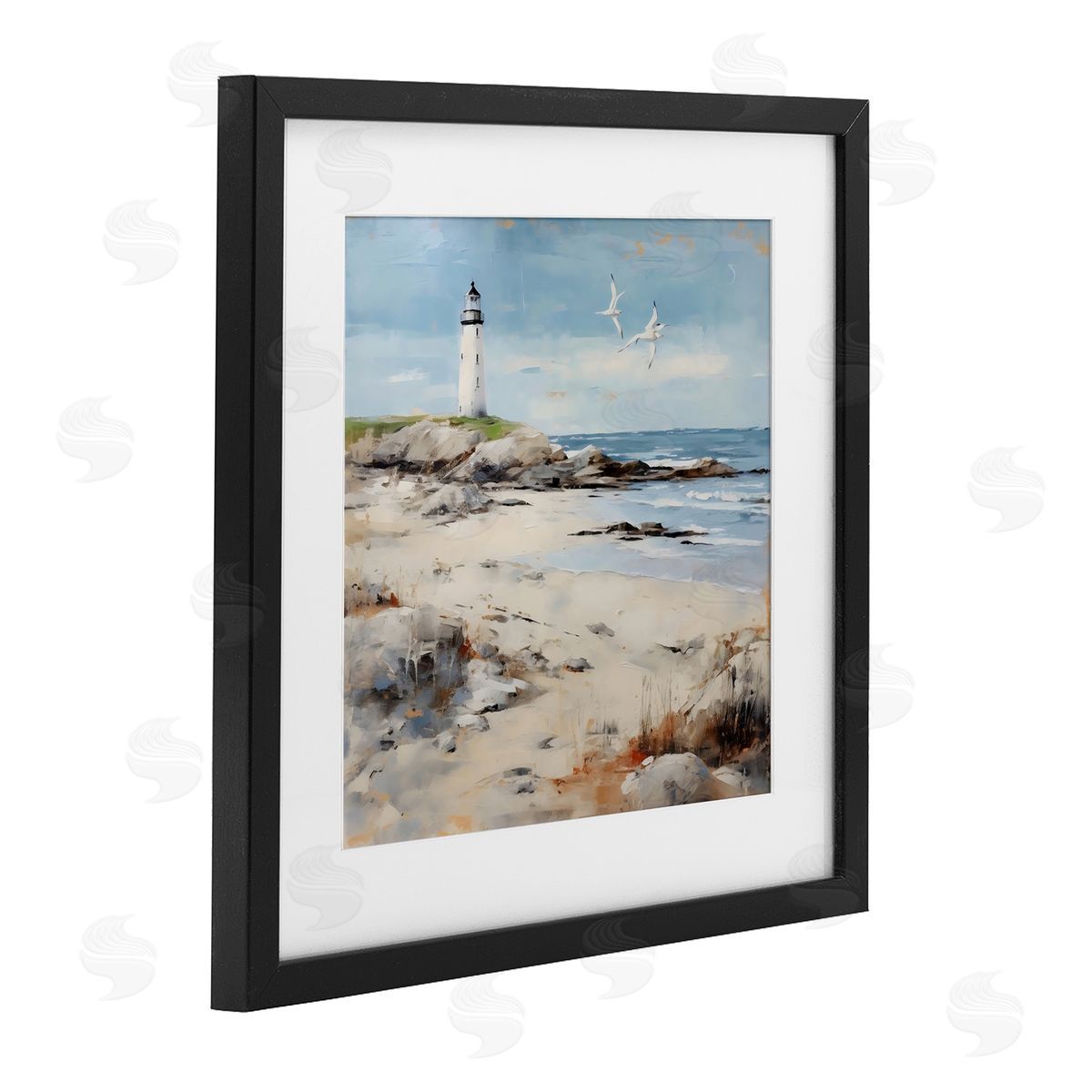 LSR Creative Studio Lighthouse On Rocky Shore Canvas Wall Art Print