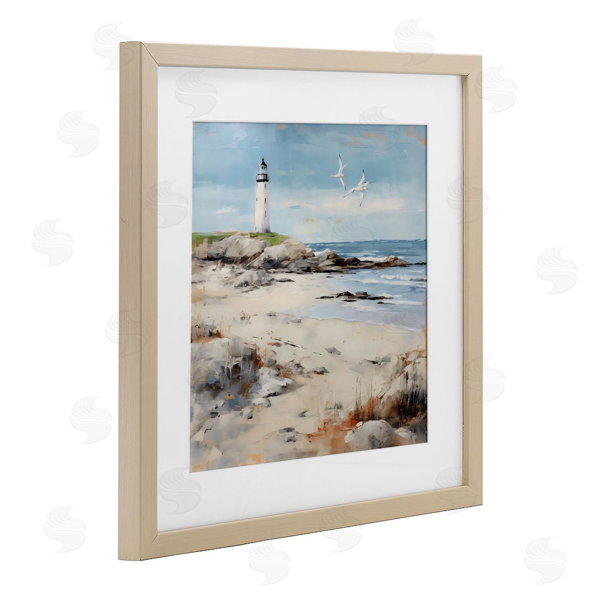 LSR Creative Studio Lighthouse On Rocky Shore Canvas Wall Art Print