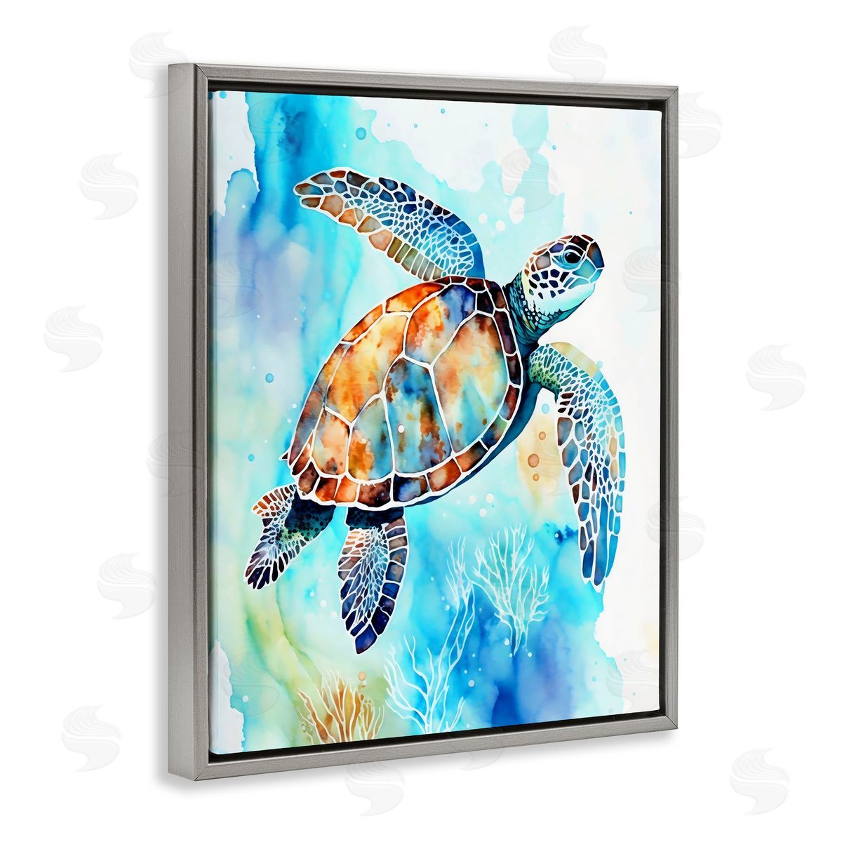 LSR Creative Studio Watercolor Style Sea Turtle Canvas Wall Art Print