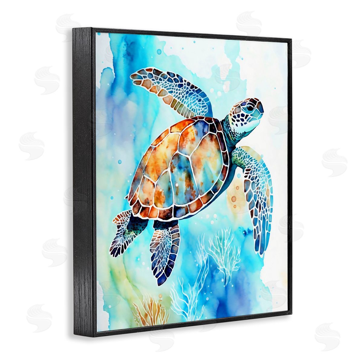 LSR Creative Studio Watercolor Style Sea Turtle Canvas Wall Art Print