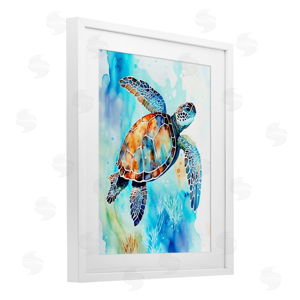 LSR Creative Studio Watercolor Style Sea Turtle Canvas Wall Art Print