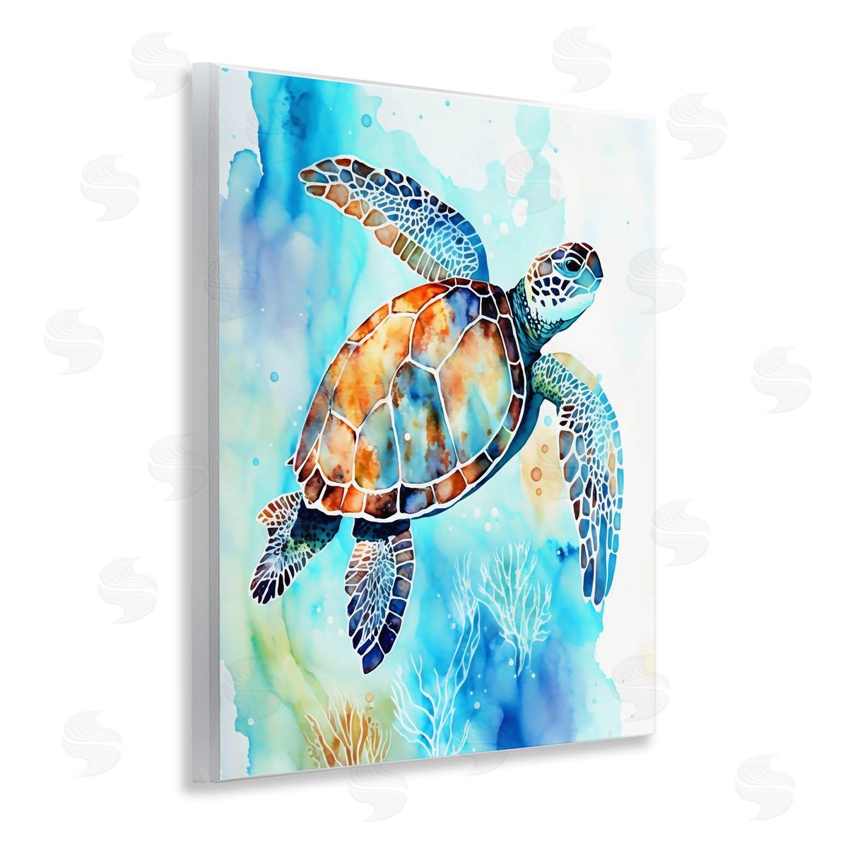 LSR Creative Studio Watercolor Style Sea Turtle Canvas Wall Art Print