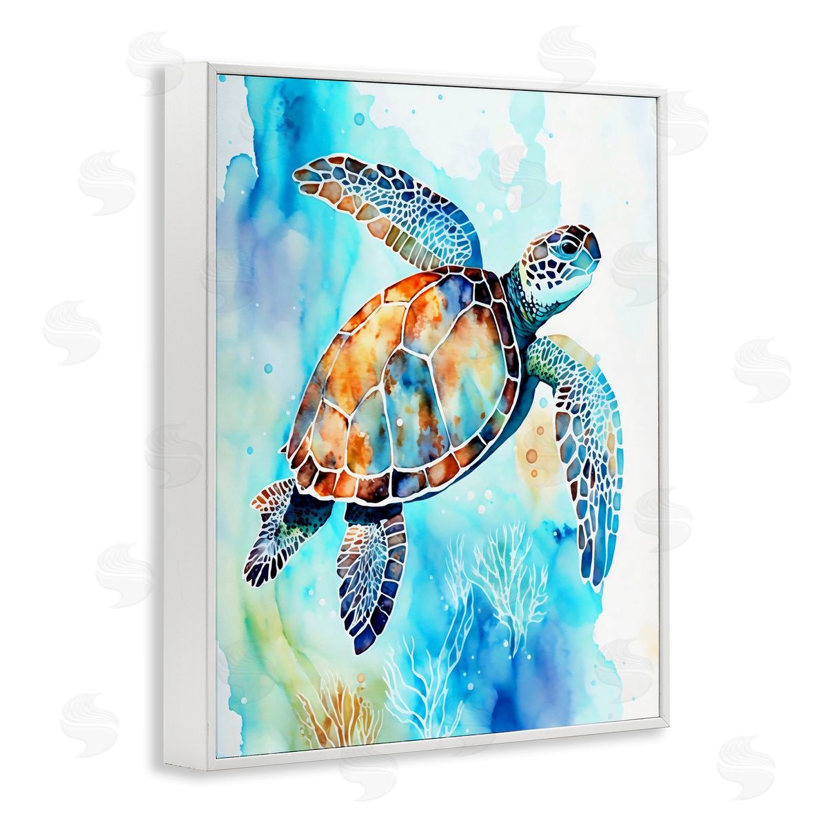 LSR Creative Studio Watercolor Style Sea Turtle Canvas Wall Art Print