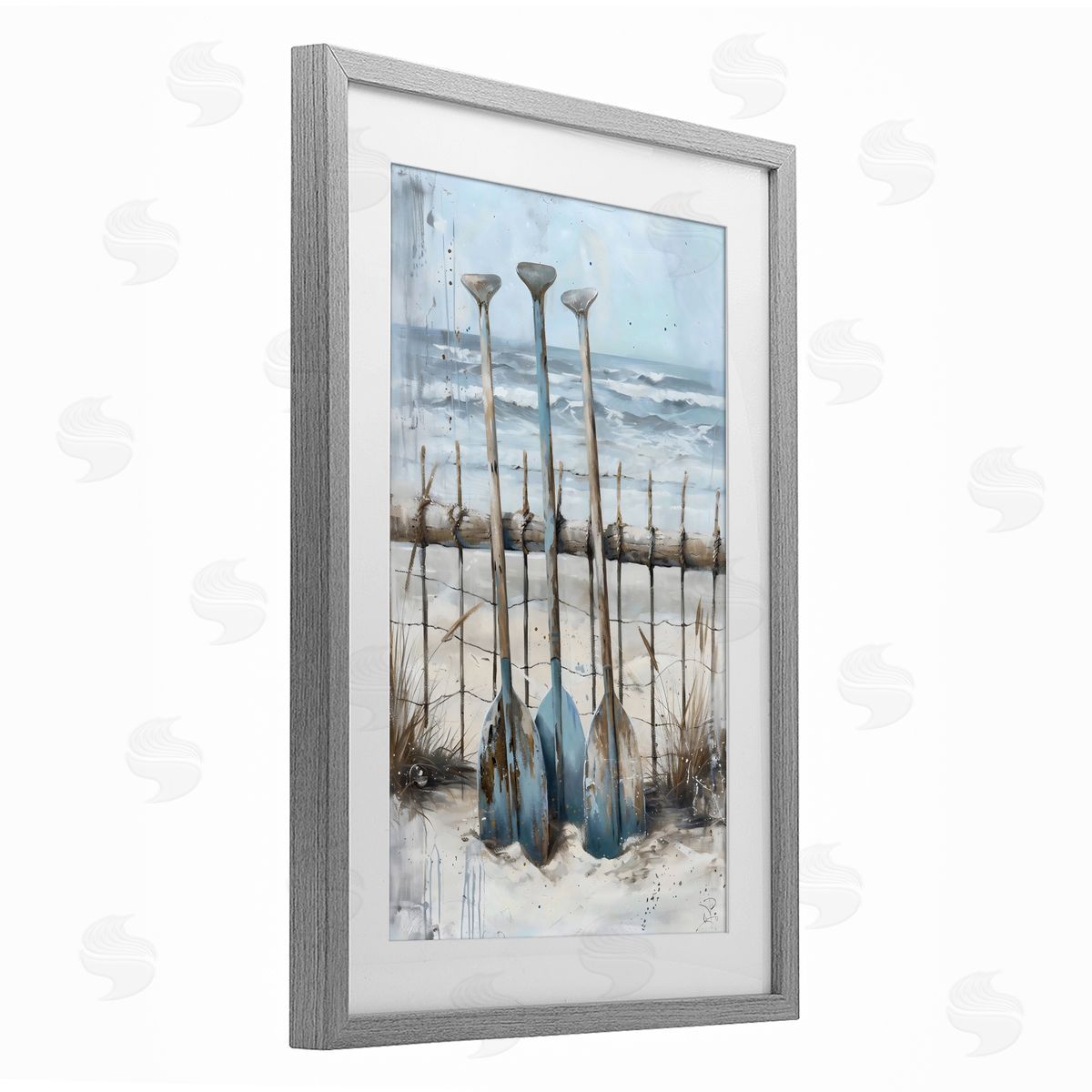 LSR Creative Studio Summer Oars Against Fence Canvas Wall Art Print