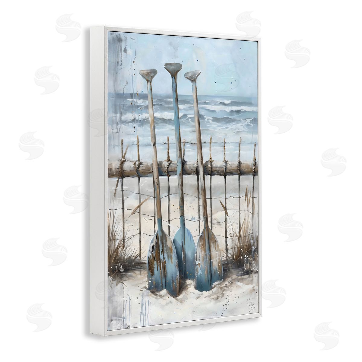 LSR Creative Studio Summer Oars Against Fence Canvas Wall Art Print