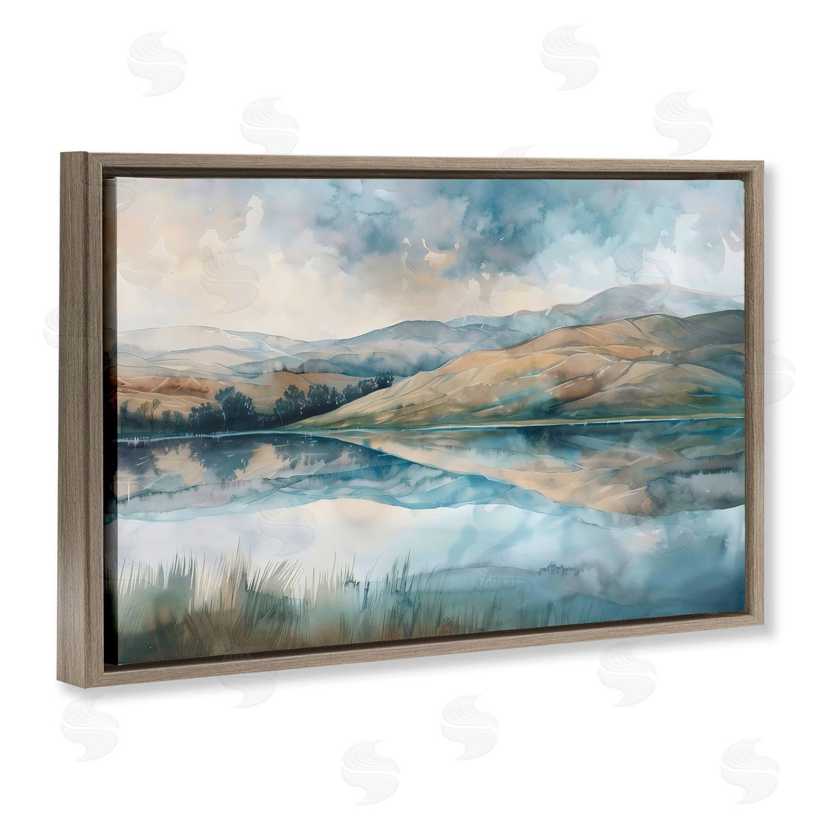 LSR Creative Studio Lake Reflecting Rolling Hills Canvas Wall Art Print