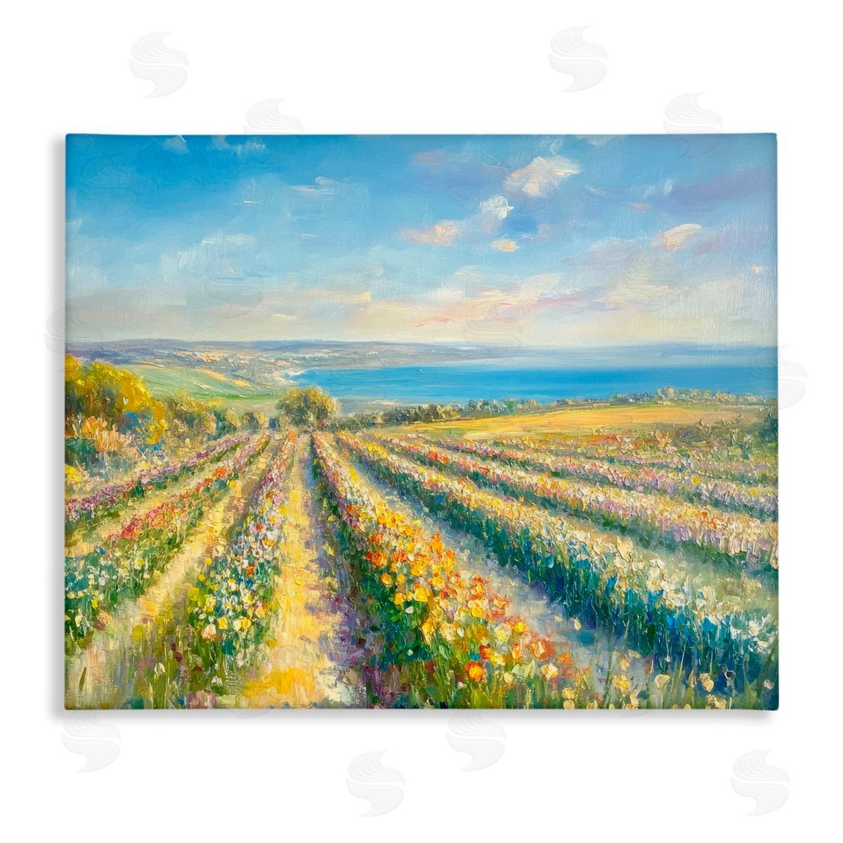 Petal Prints Design Rows Of Flowers Landscape Canvas Wall Art Print