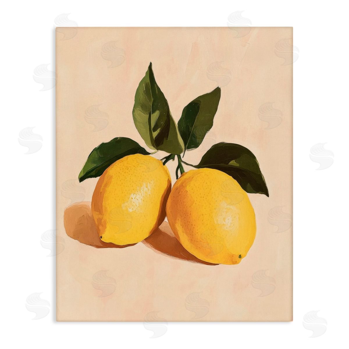Petal Prints Design Lemon Pair with Leaves Canvas Wall Art Print