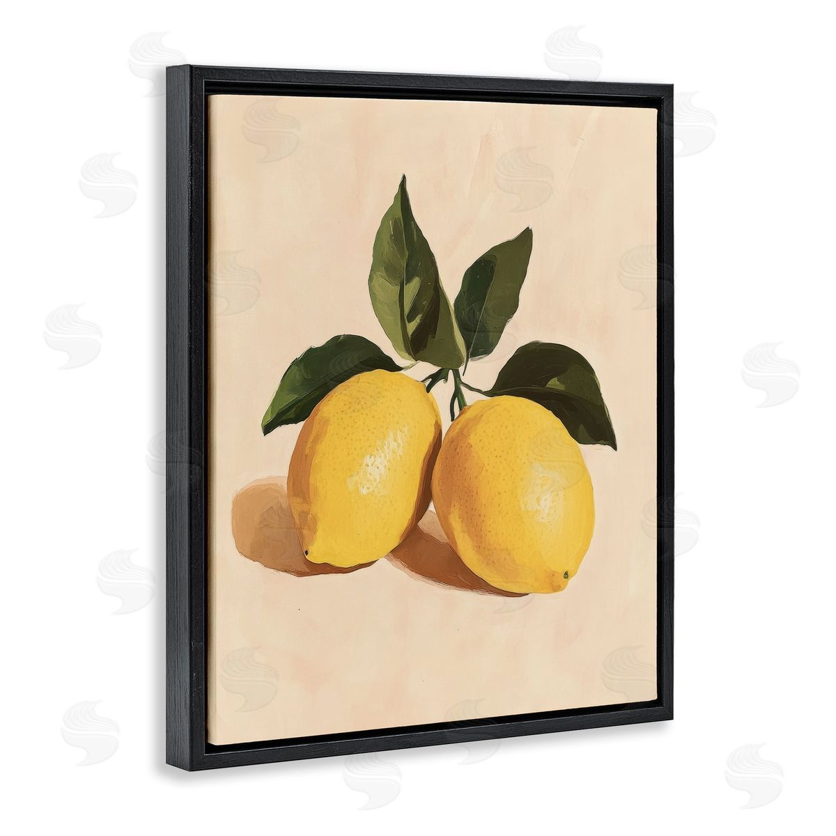 Petal Prints Design Lemon Pair with Leaves Canvas Wall Art Print