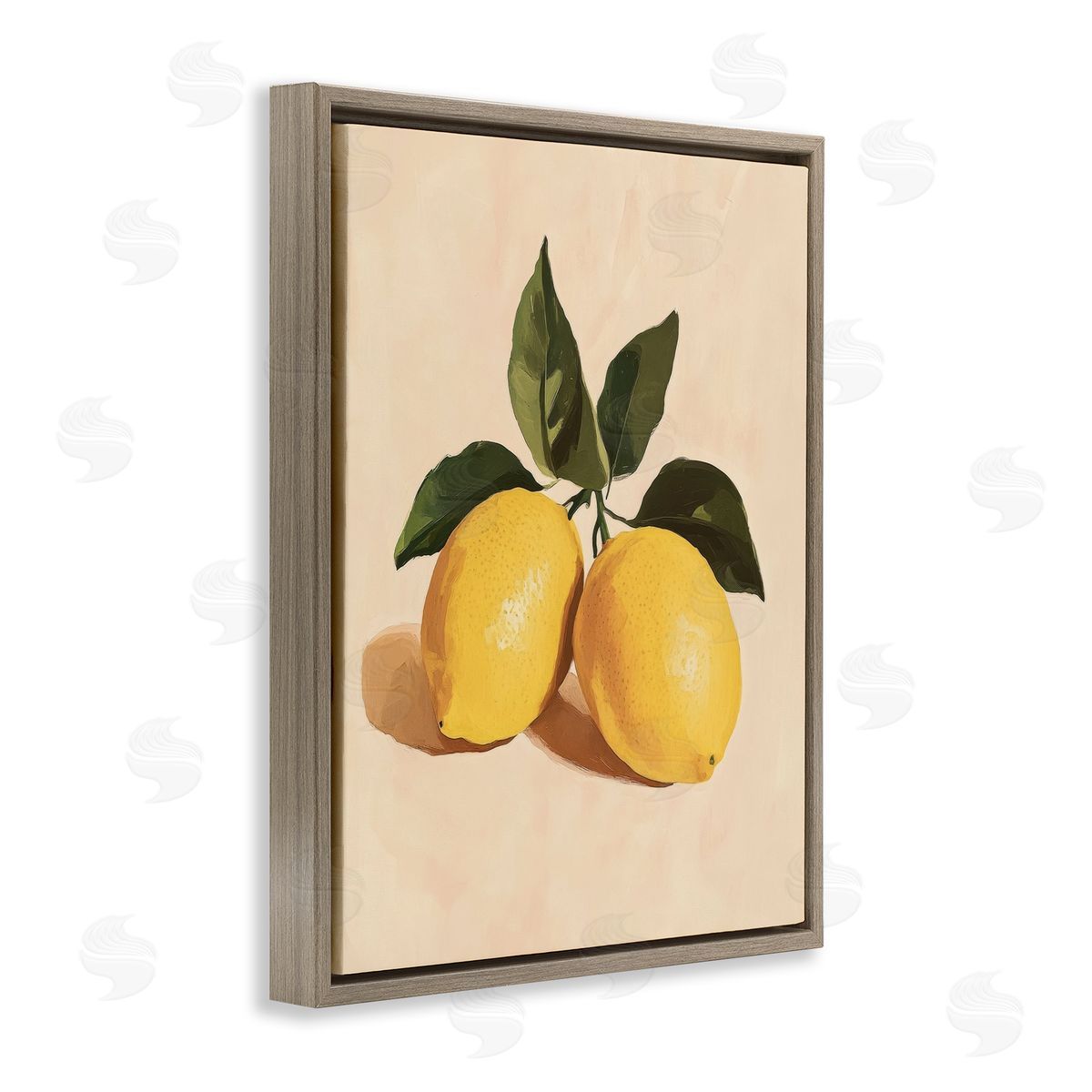 Petal Prints Design Lemon Pair with Leaves Canvas Wall Art Print