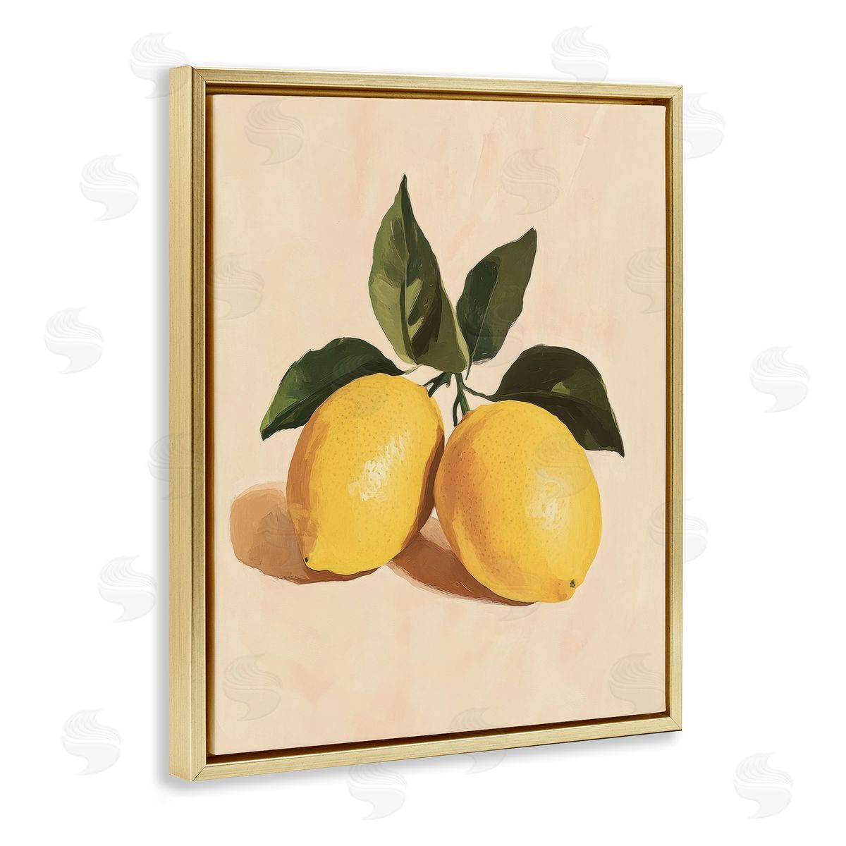 Petal Prints Design Lemon Pair with Leaves Canvas Wall Art Print