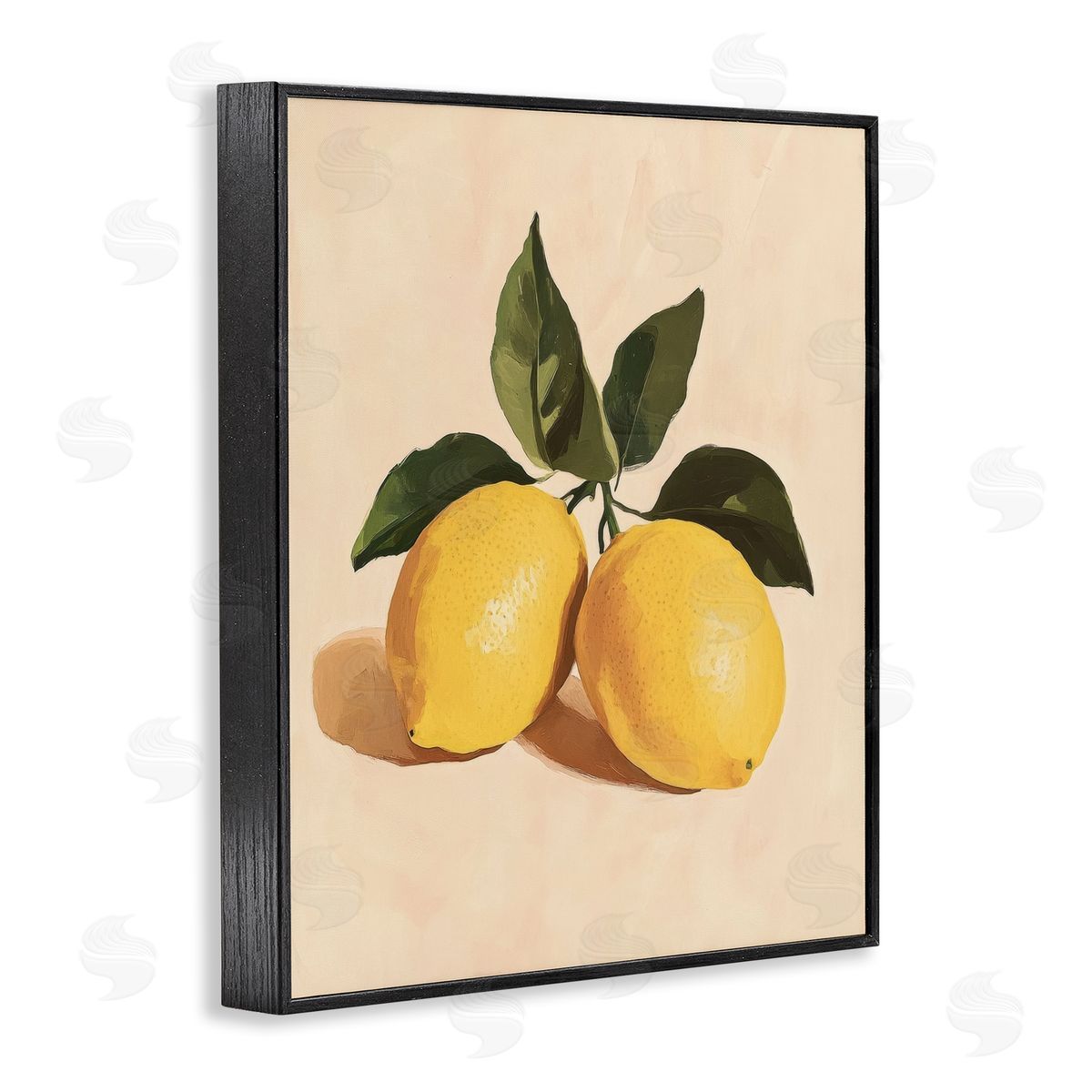 Petal Prints Design Lemon Pair with Leaves Canvas Wall Art Print