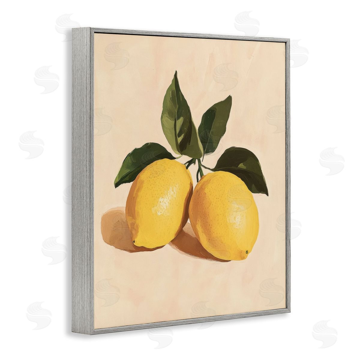Petal Prints Design Lemon Pair with Leaves Canvas Wall Art Print