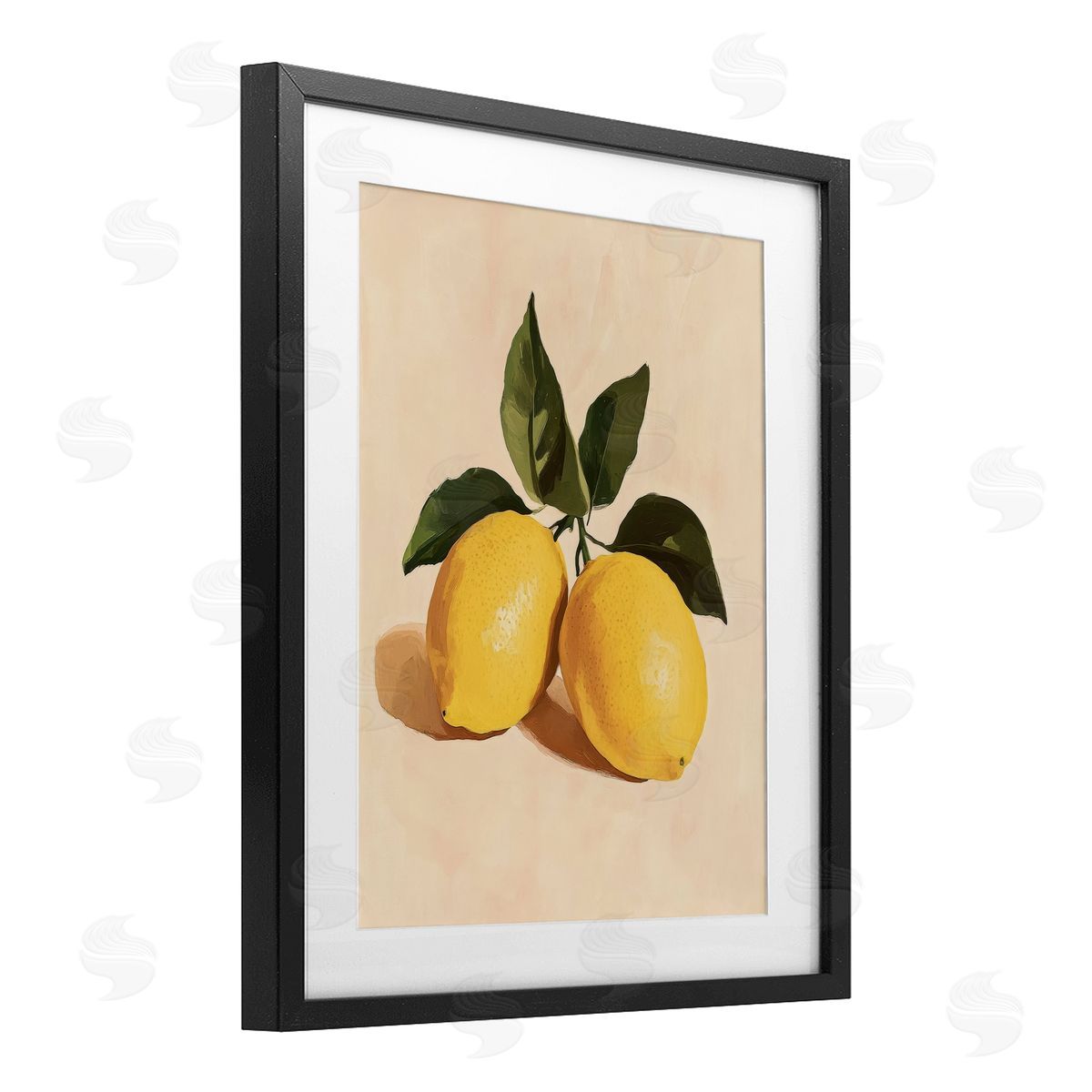 Petal Prints Design Lemon Pair with Leaves Canvas Wall Art Print