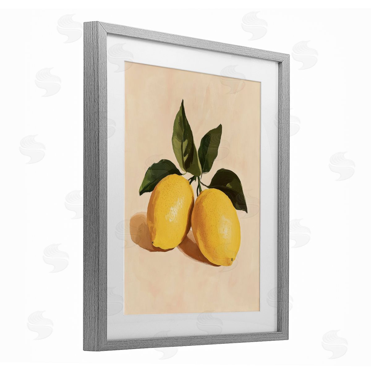 Petal Prints Design Lemon Pair with Leaves Canvas Wall Art Print