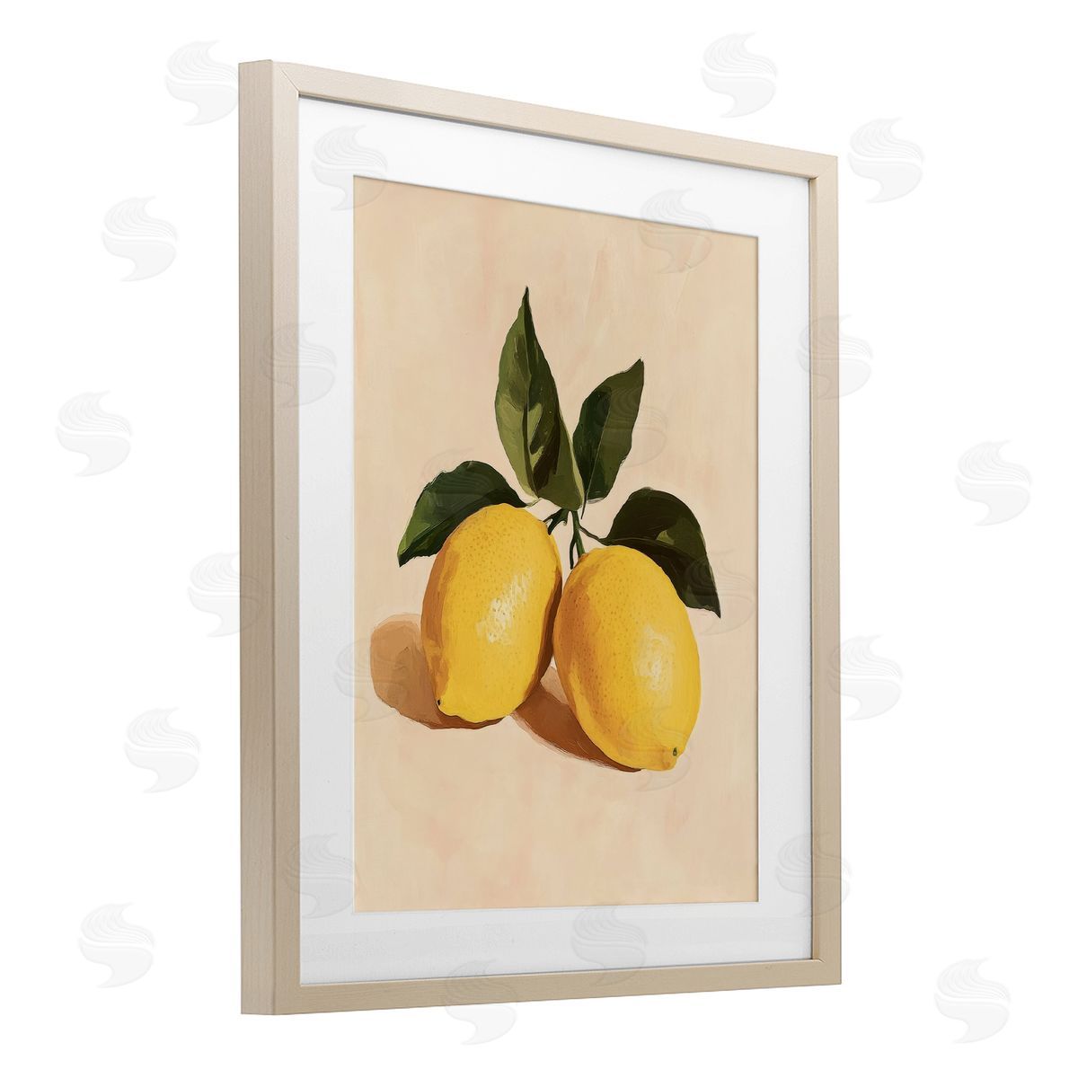 Petal Prints Design Lemon Pair with Leaves Canvas Wall Art Print
