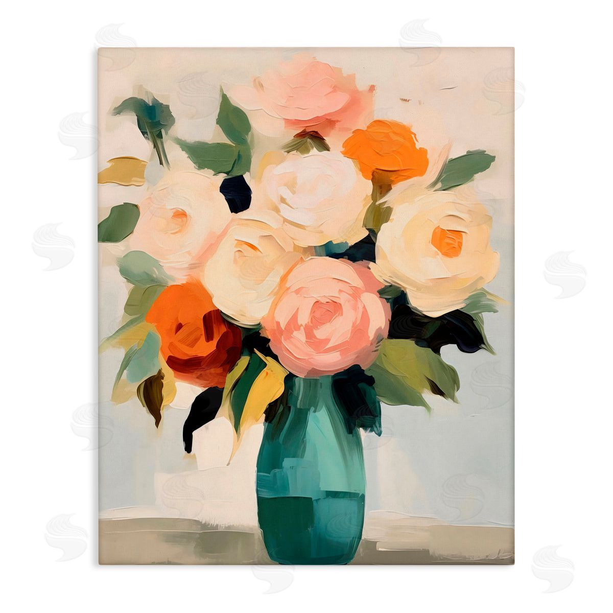 LSR Creative Studio Soft Hued Roses Vase Canvas Wall Art Print