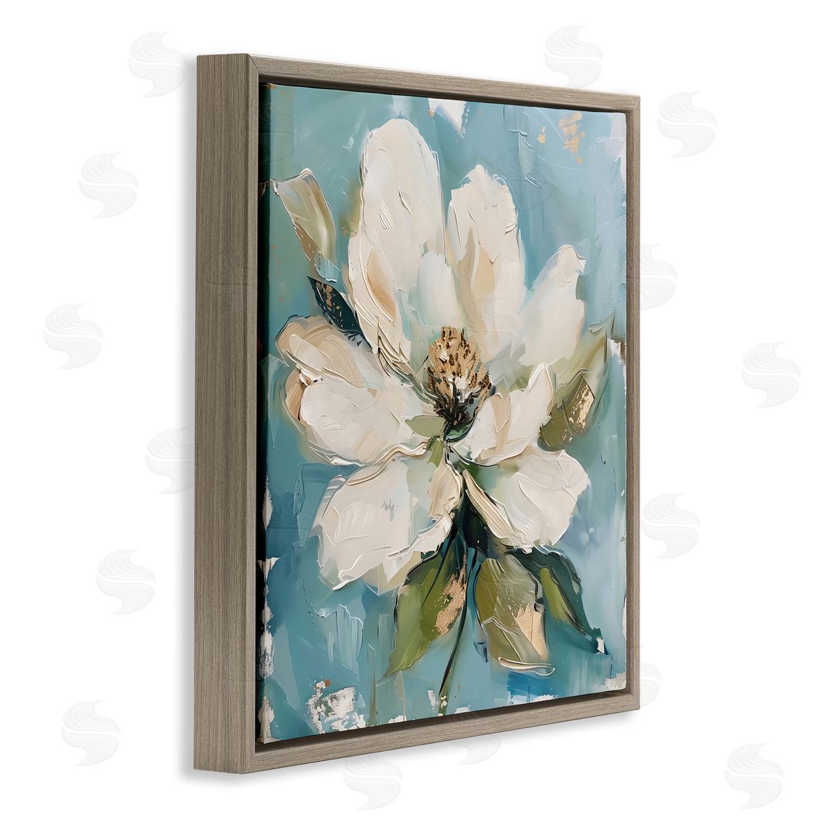 LSR Creative Studio White Floral Blues Canvas Wall Art Print