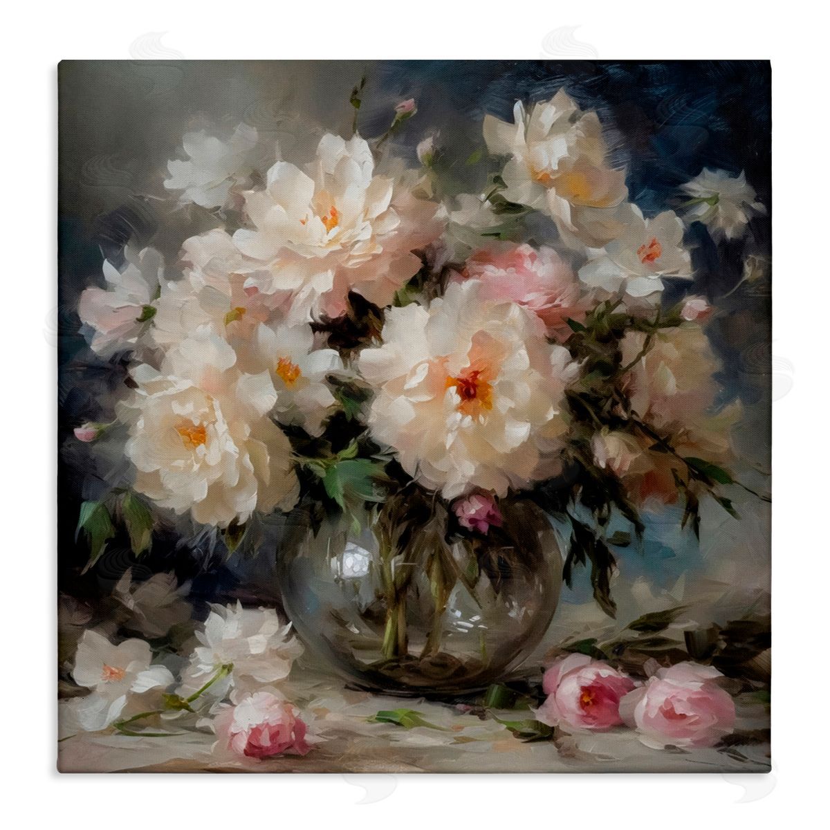 LSR Creative Studio Romantic Flowers in Round Vase Canvas Wall Art Print