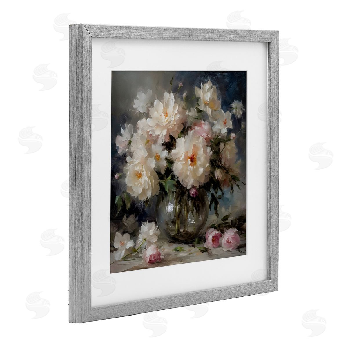 LSR Creative Studio Romantic Flowers in Round Vase Canvas Wall Art Print