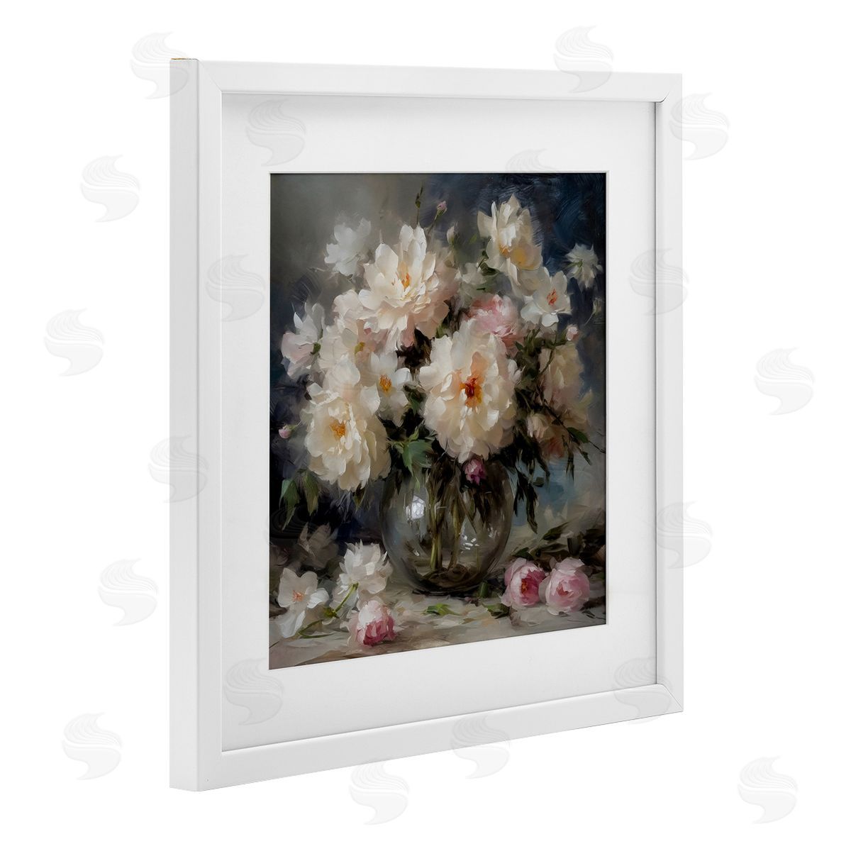 LSR Creative Studio Romantic Flowers in Round Vase Canvas Wall Art Print