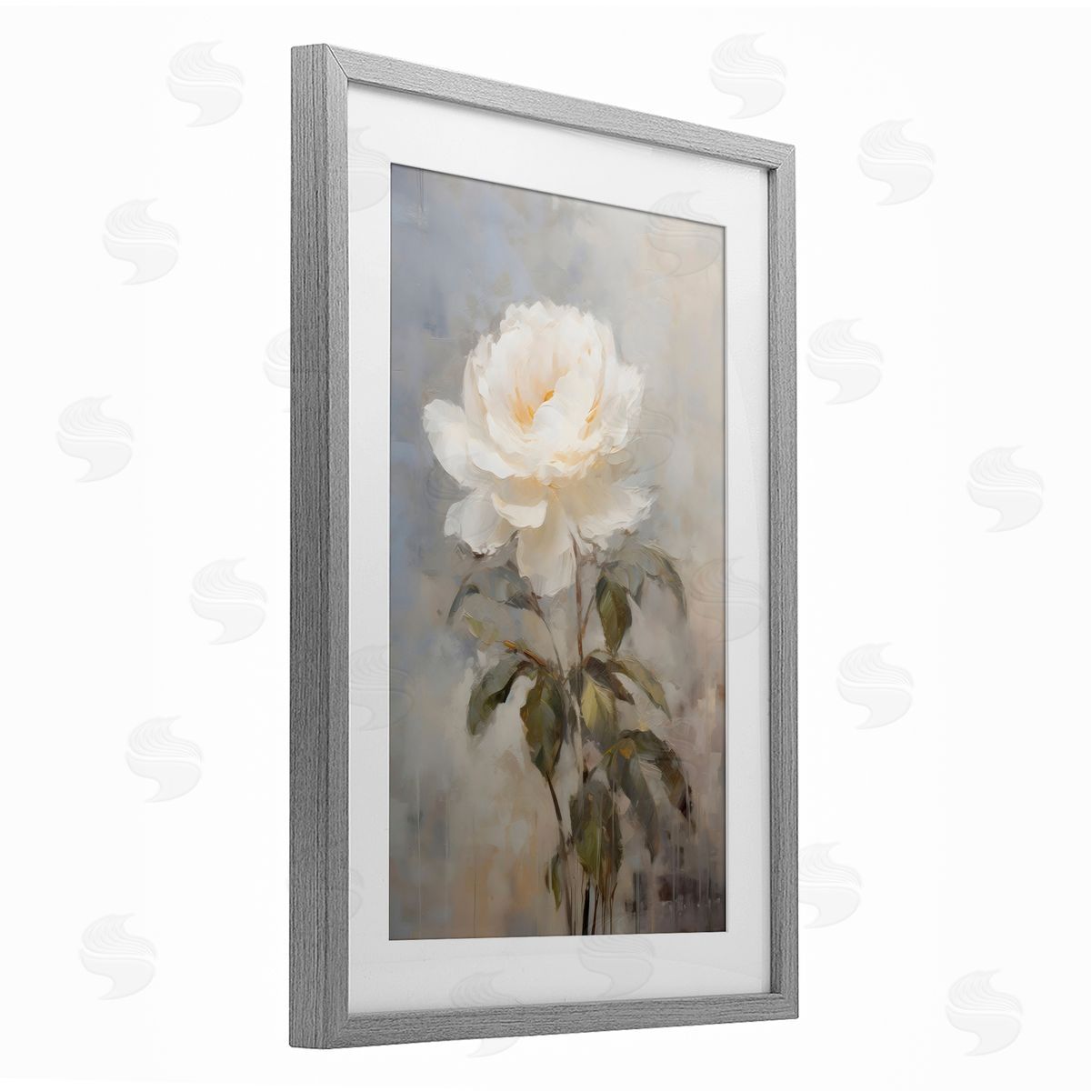 LSR Creative Studio Pale White Rose Canvas Wall Art Print