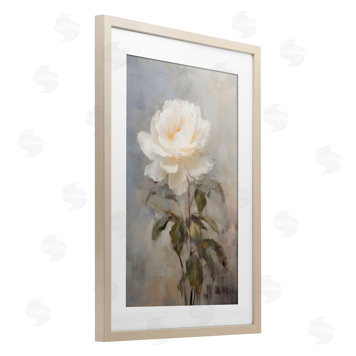 LSR Creative Studio Pale White Rose Canvas Wall Art Print
