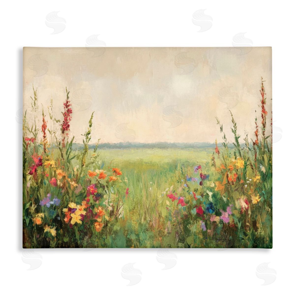 Petal Prints Design Warm Painted Meadow Canvas Wall Art Print