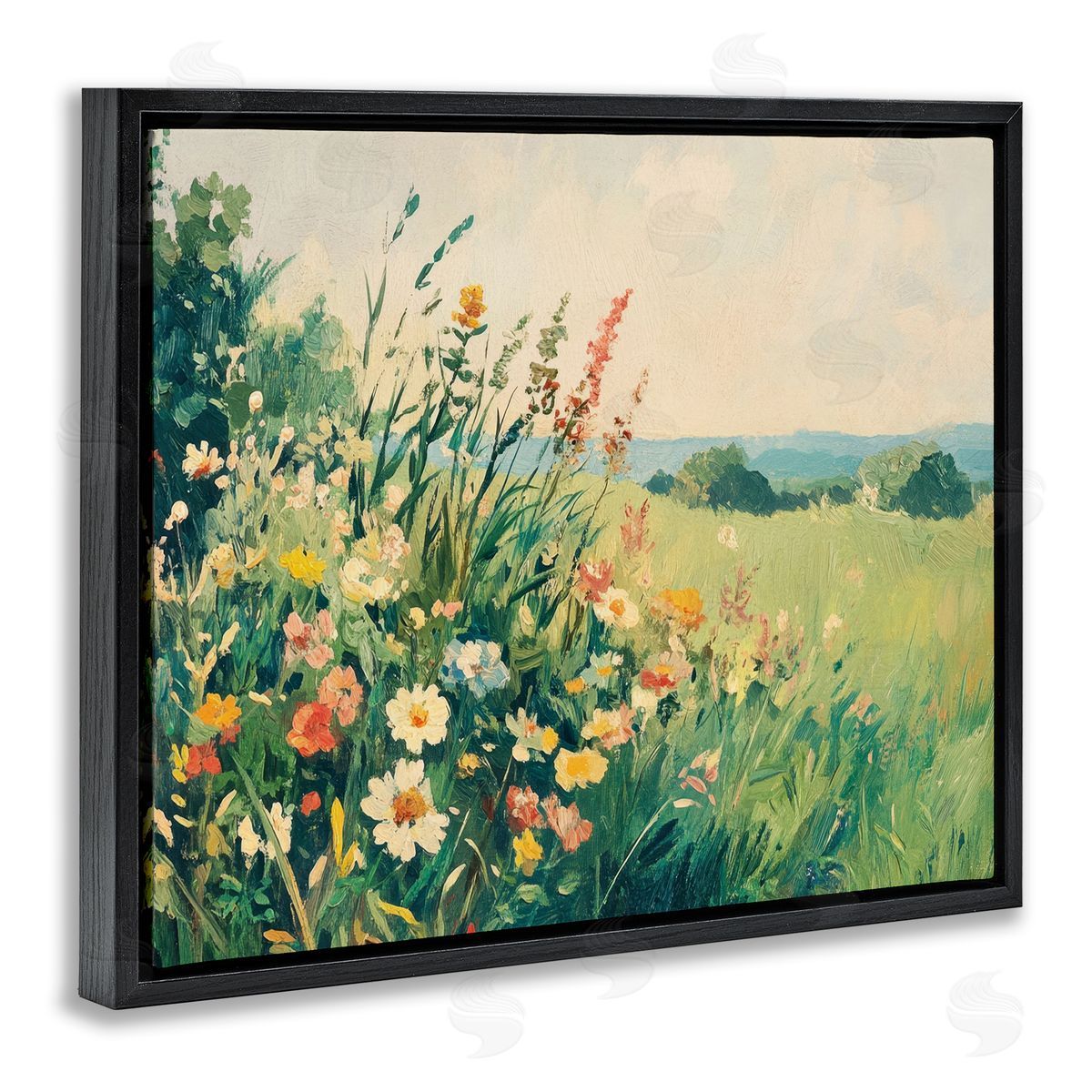 Petal Prints Design Vintage Wildflowers in Field Canvas Wall Art Print