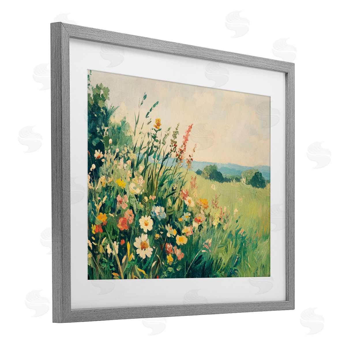 Petal Prints Design Vintage Wildflowers in Field Canvas Wall Art Print