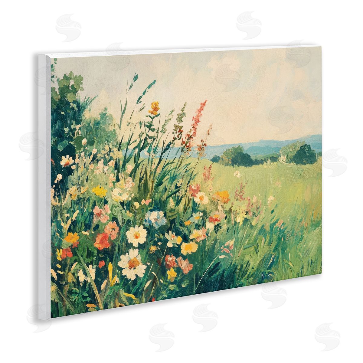 Petal Prints Design Vintage Wildflowers in Field Canvas Wall Art Print