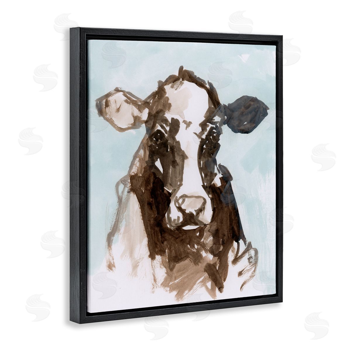 casa cartissi Abstract Cow on Blue Canvas Wall Art Print