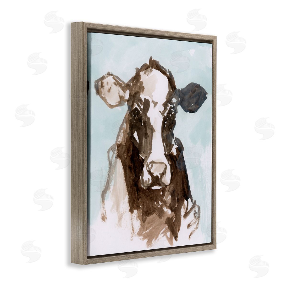 casa cartissi Abstract Cow on Blue Canvas Wall Art Print