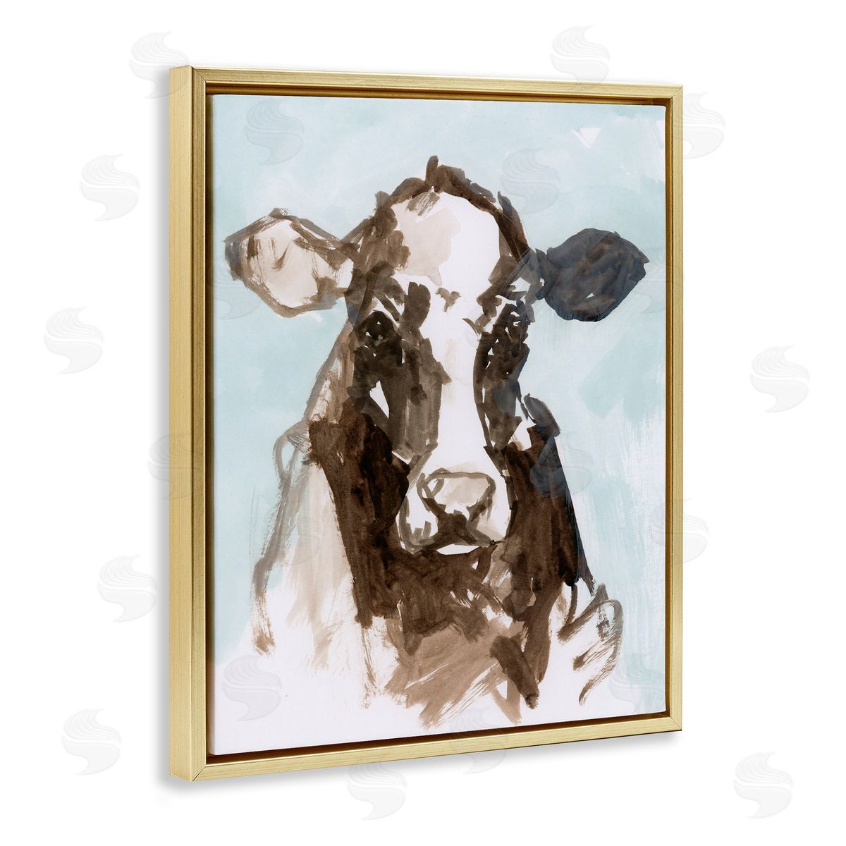 casa cartissi Abstract Cow on Blue Canvas Wall Art Print