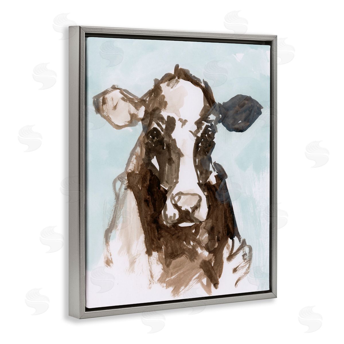 casa cartissi Abstract Cow on Blue Canvas Wall Art Print