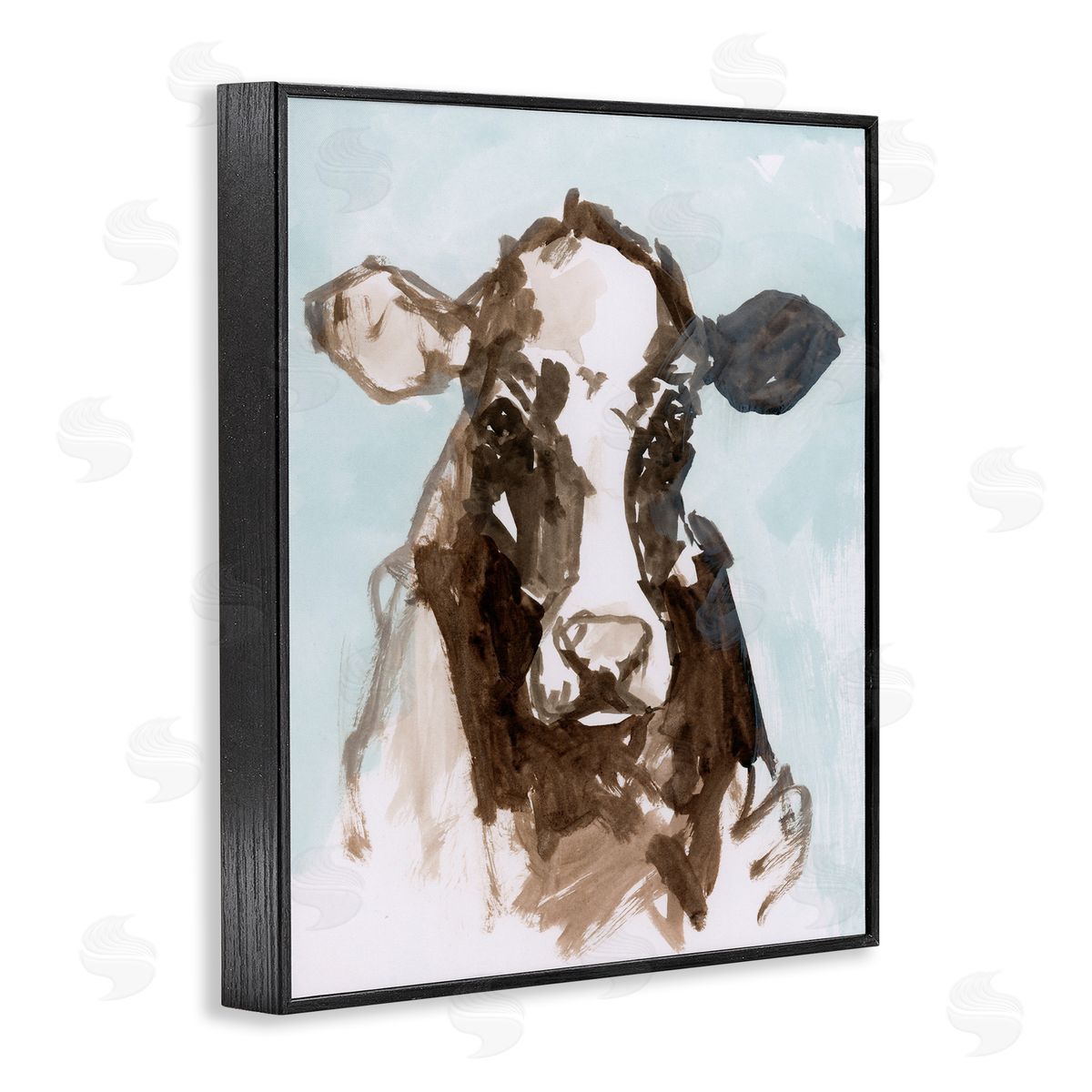casa cartissi Abstract Cow on Blue Canvas Wall Art Print