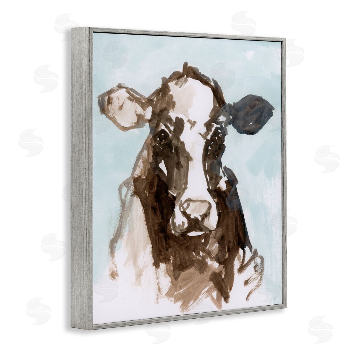 casa cartissi Abstract Cow on Blue Canvas Wall Art Print