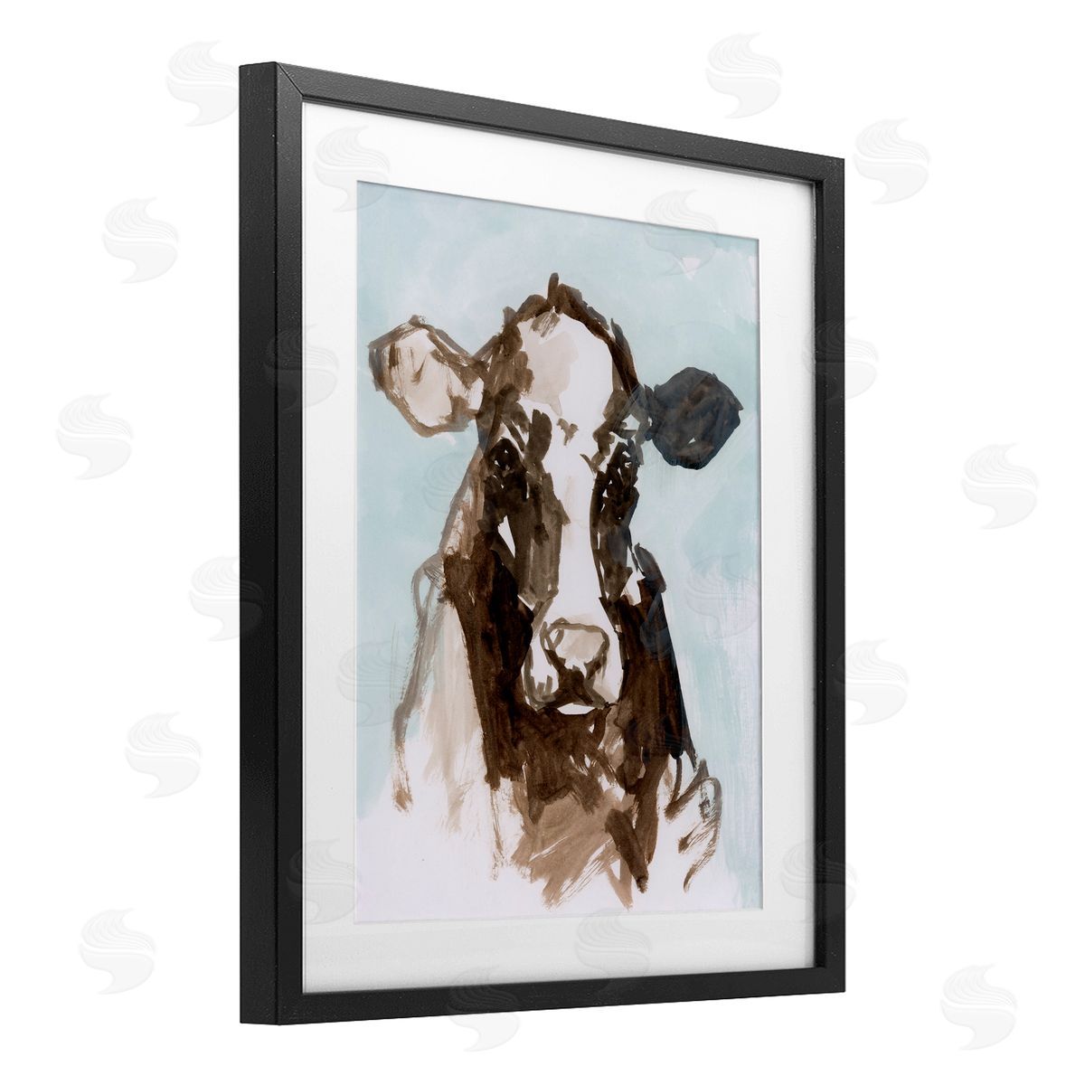 casa cartissi Abstract Cow on Blue Canvas Wall Art Print