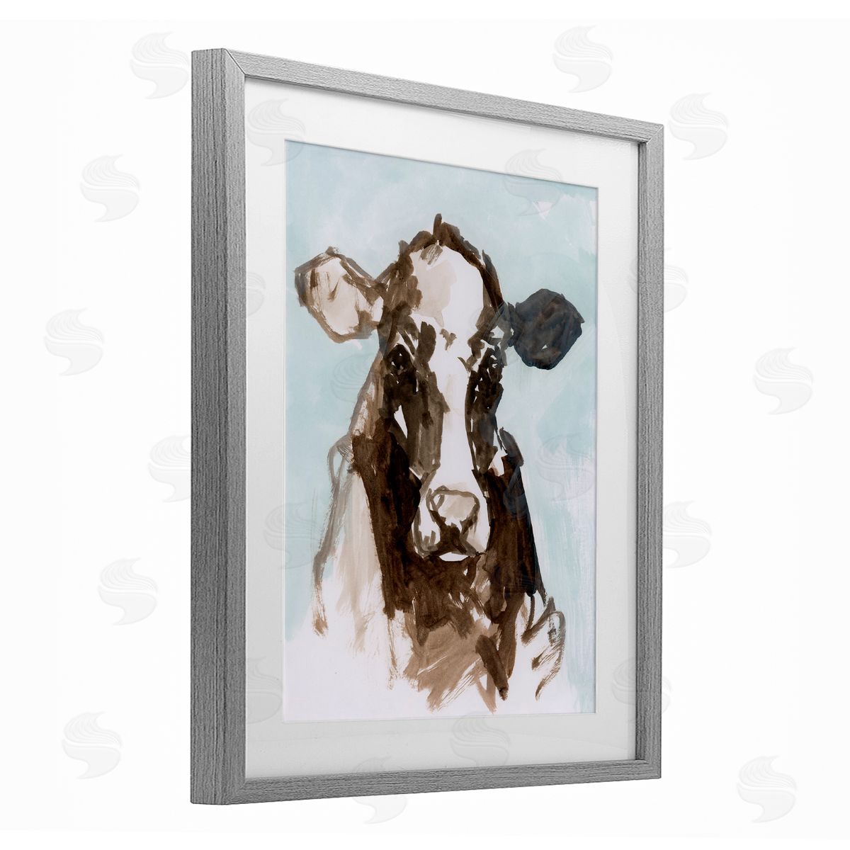 casa cartissi Abstract Cow on Blue Canvas Wall Art Print