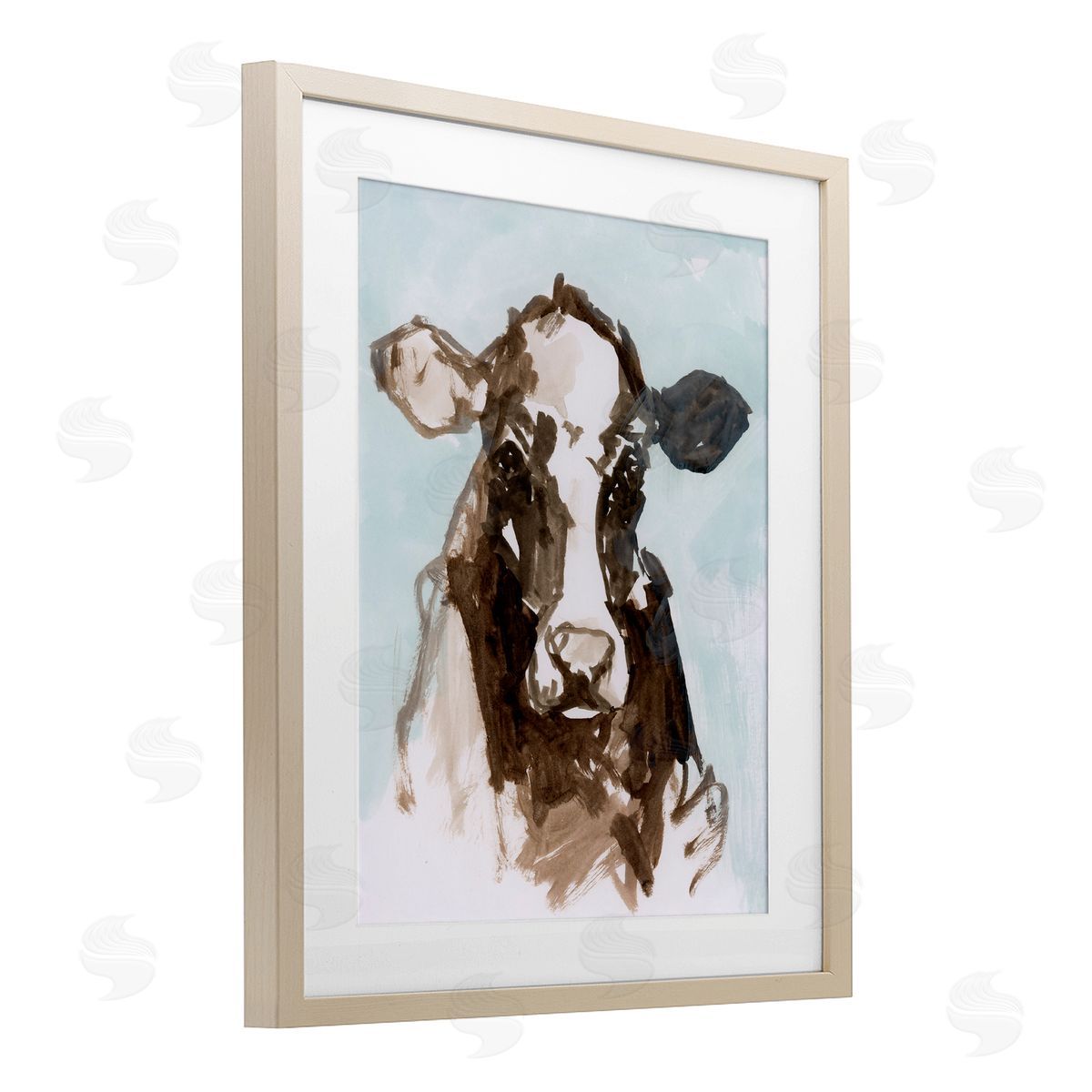 casa cartissi Abstract Cow on Blue Canvas Wall Art Print